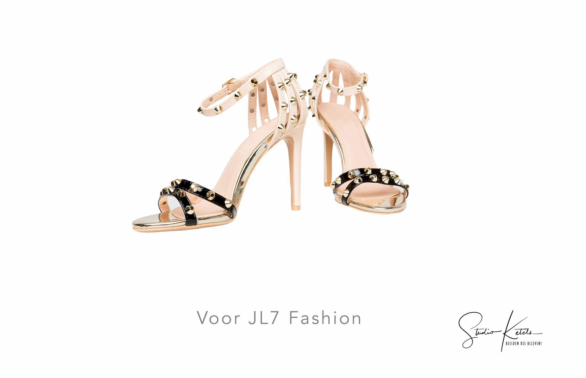 packshot van zomerschoenen dames met pailletten en hoge hak voor webshop JL7 Fashion door Studio Ketels